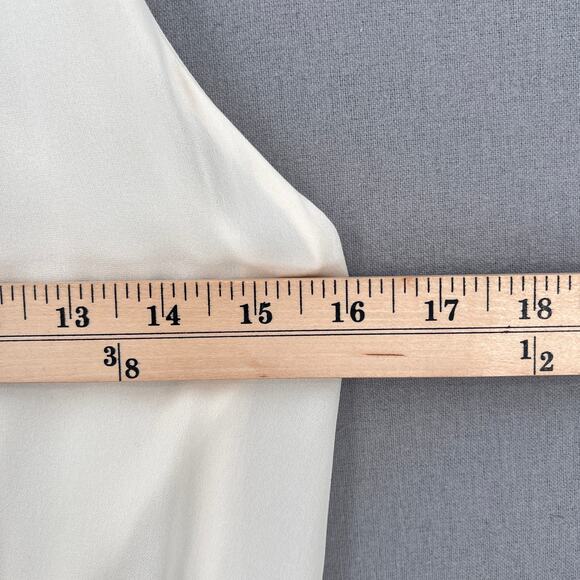 OSCAR DE LA RENTA Sleeveless Silk Top Womens 2 Cream Draped Ruffle Detail Blouse - Picture 14 of 16